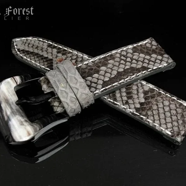 24mm/24mm Handmade Natural Color Real Python Skin Watch Strap PY04
